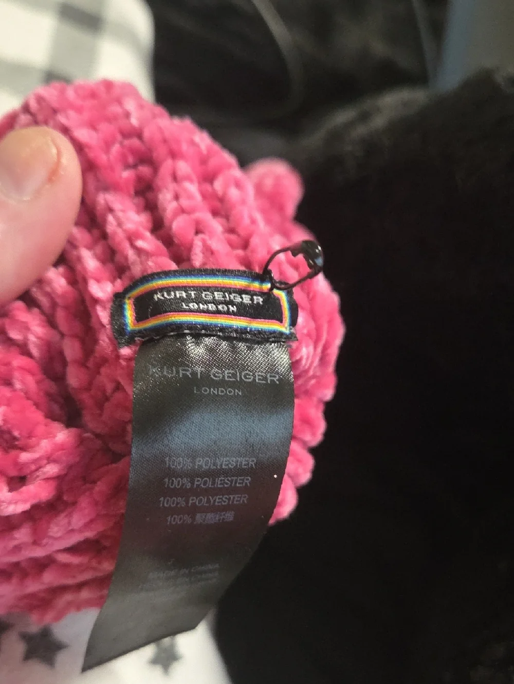 Kurt Geiger Pink Chenille Mittens